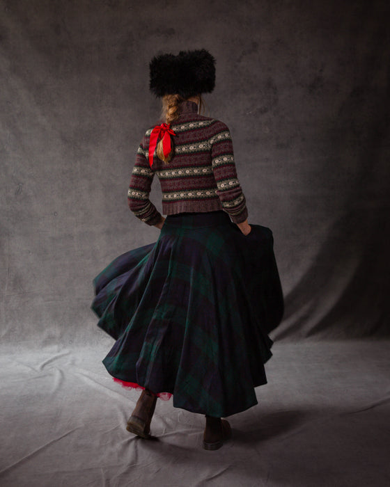 Bella Skirt in Black Watch Merino