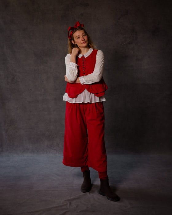 Tati Trousers in Vintage Red Needlecord