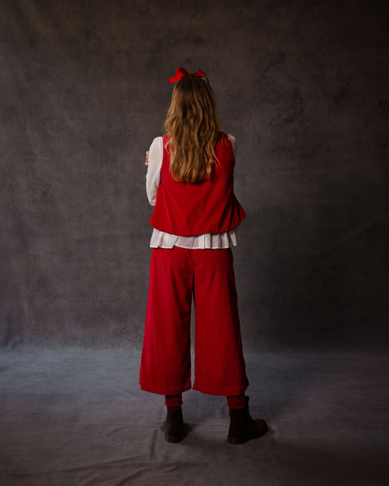 Waistcoat in Vintage Red Needlecord