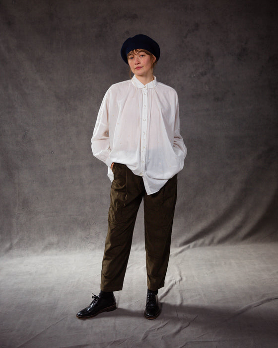 Bob Blouse in Cream Dot Cambric Cotton