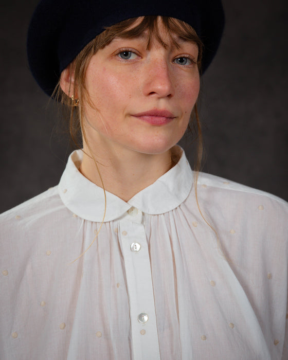 Bob Blouse in Cream Dot Cambric Cotton