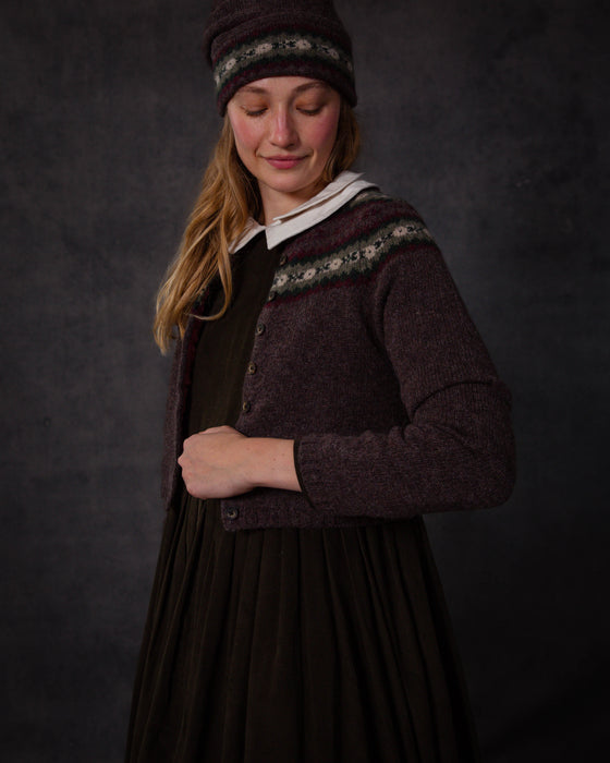 Round Neck Cardigan in Fair Isle Wool