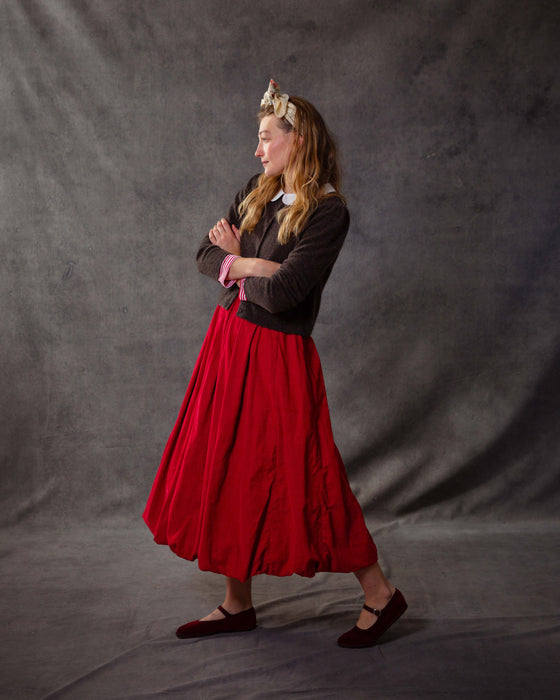 Carly Bubble Dress in Vintage Red Needlecord