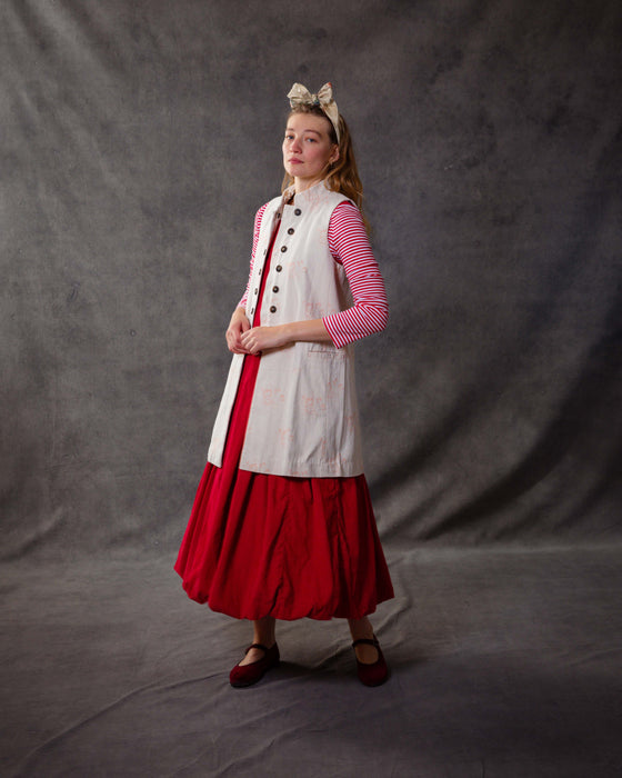 Carly Bubble Dress in Vintage Red Needlecord