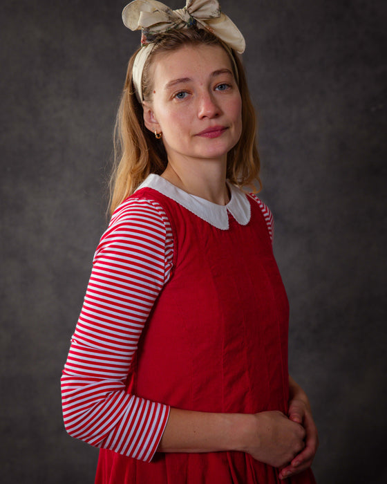 Carly Bubble Dress in Vintage Red Needlecord