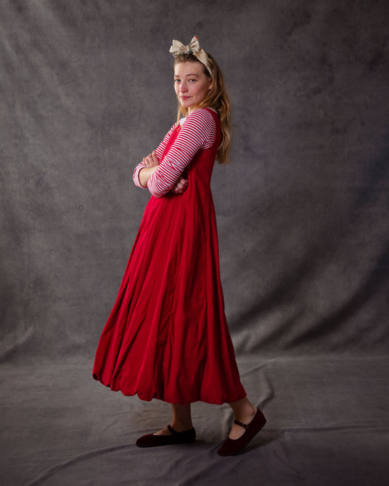 Carly Bubble Dress in Vintage Red Needlecord