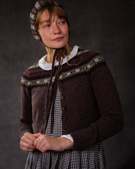 Round Neck Cardigan in Fair Isle Wool