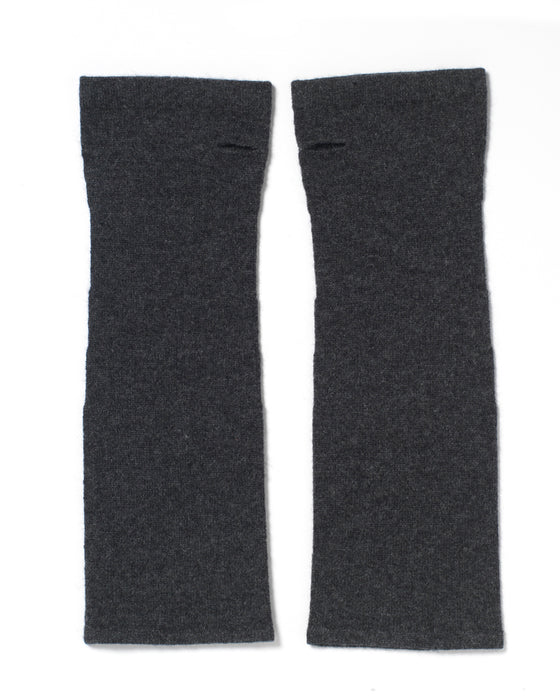 Fingerless Elbow Gloves in Charcoal Cashmere