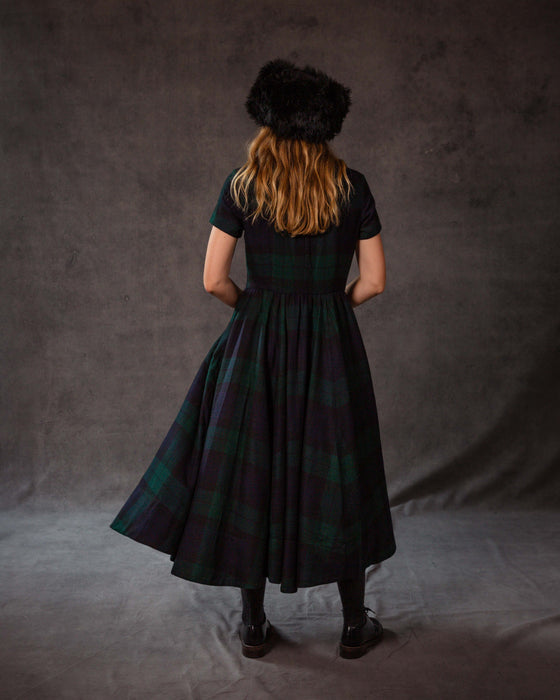 Glenda Dress in Black Watch Merino