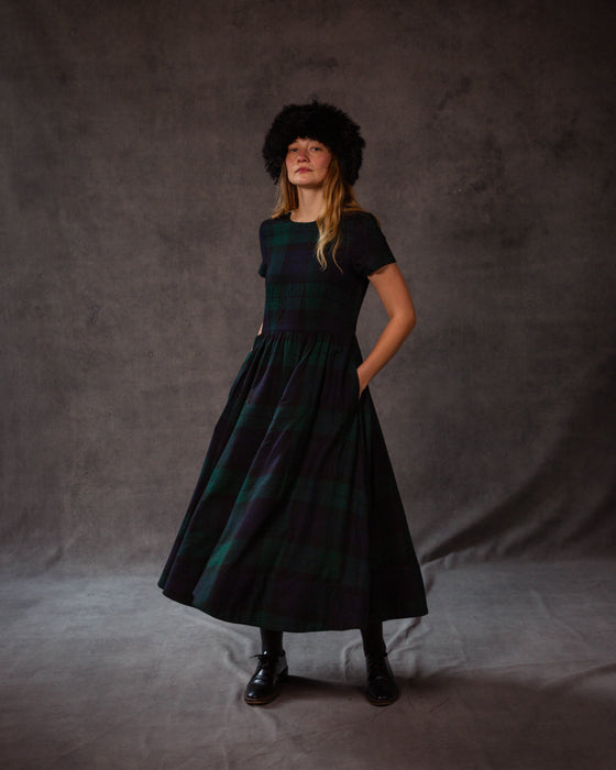 Glenda Dress in Black Watch Merino