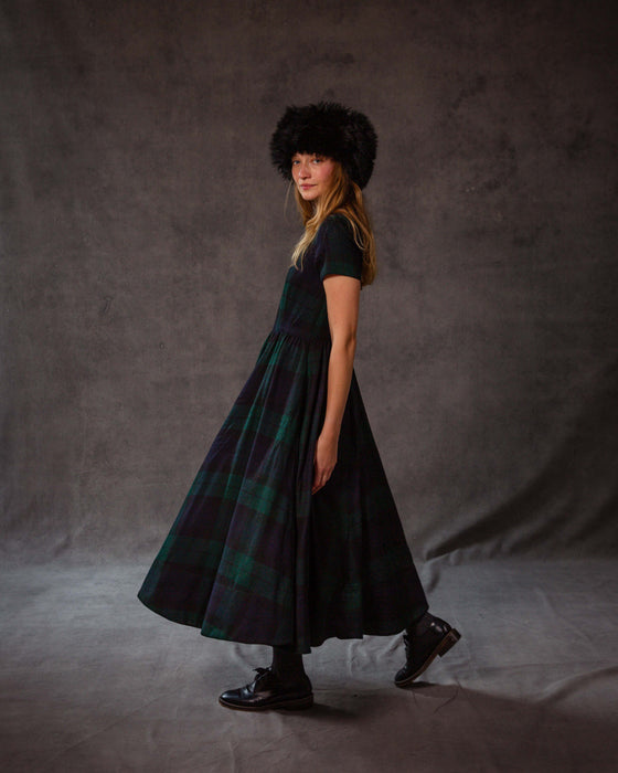 Glenda Dress in Black Watch Merino