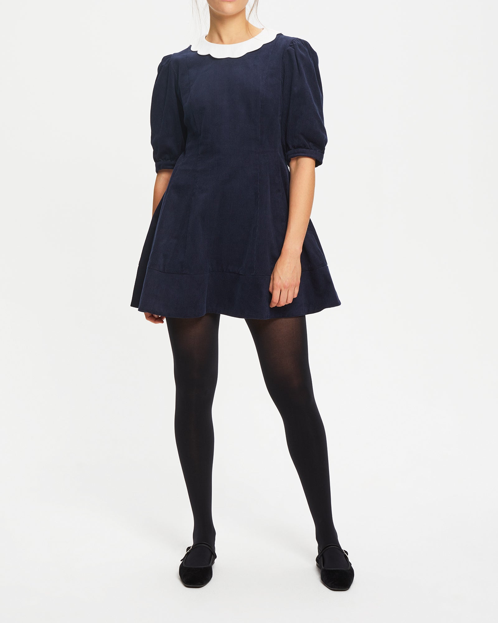 Lilly Dress in Thick Navy Corduroy