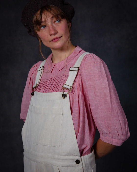 Dungarees in Cream Canvas