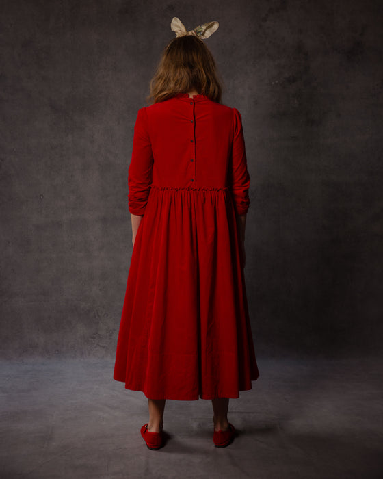 Lola Dress in Vintage Red Needlecord