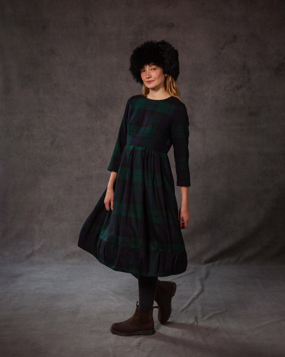 Lottie Dress in Black Watch Merino