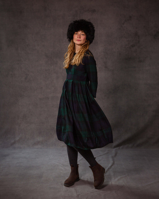 Lottie Dress in Black Watch Merino