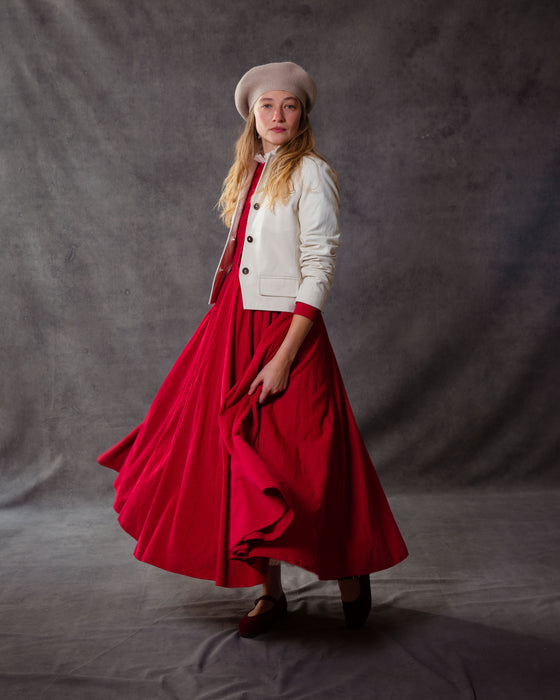 Martha Dress in Vintage Red Needlecord