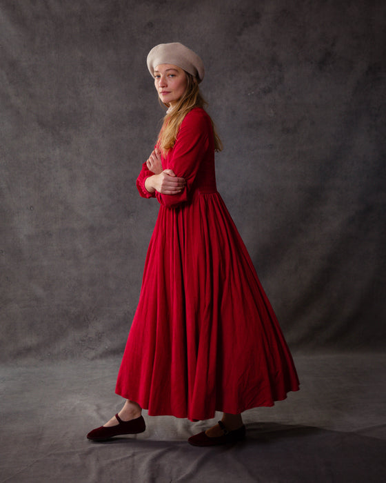 Martha Dress in Vintage Red Needlecord