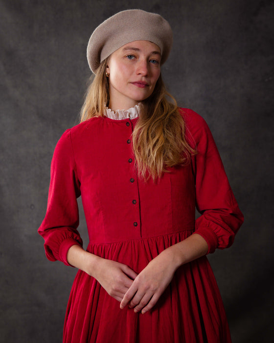 Martha Dress in Vintage Red Needlecord