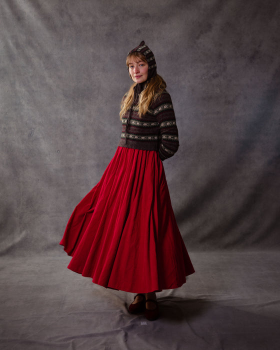 Martha Dress in Vintage Red Needlecord