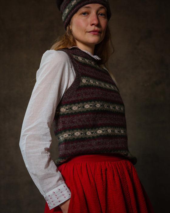 Sleeveless Vest in Fair Isle Wool