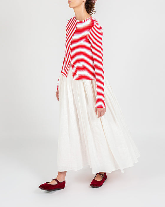 Poppy Cardigan in Red Stripe Organic Cotton