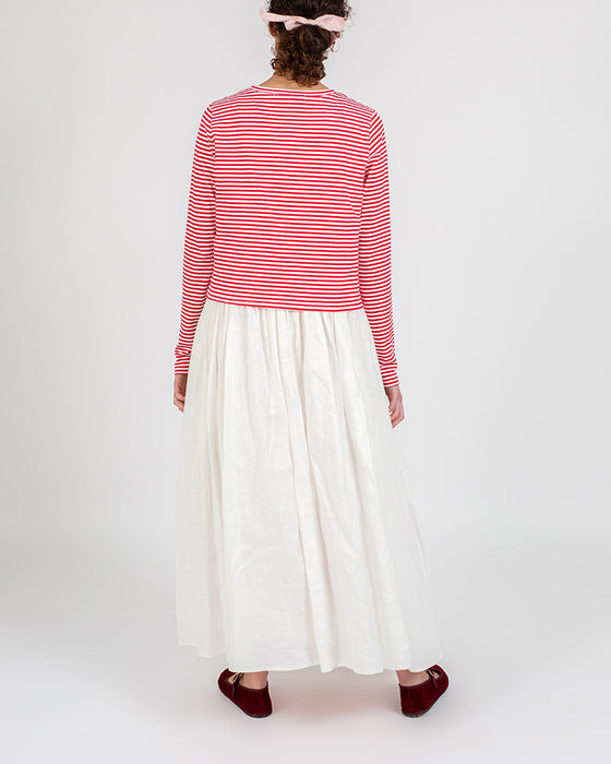 Poppy Cardigan in Red Stripe Organic Cotton