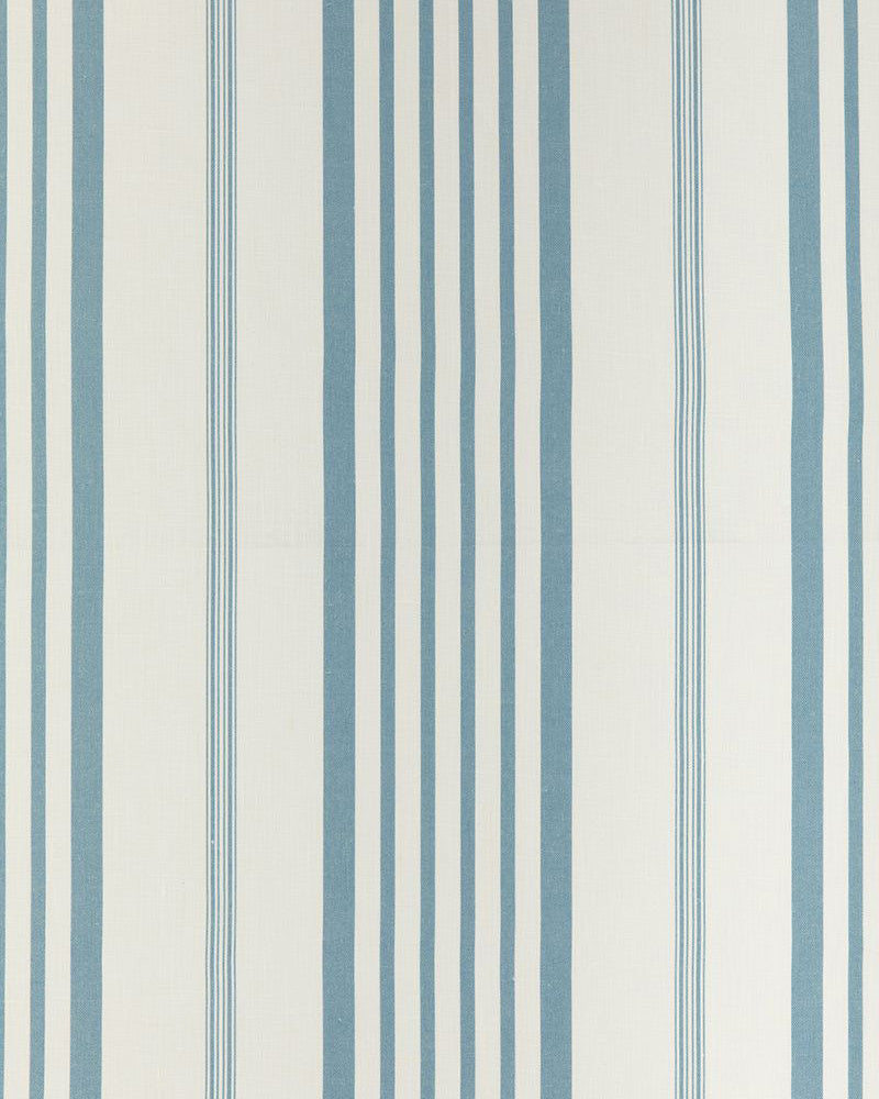 Linen Fabric White Blue Stripes - Pattern fabrics - LinenMe
