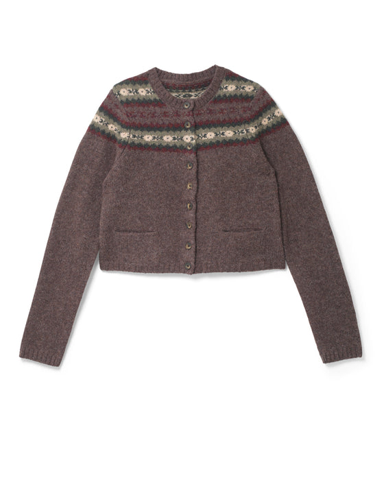 Round Neck Cardigan in Fair Isle Wool