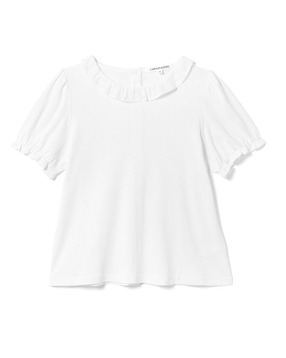 Paris Top in White Organic Cotton Pointelle