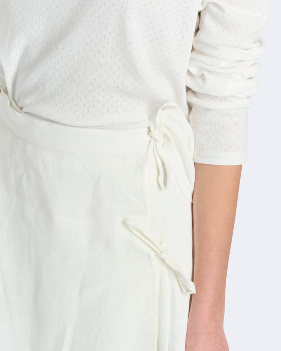 Rose Bud Top in White Organic Cotton Pointelle