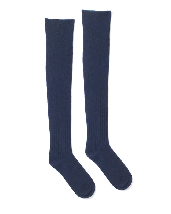 Knee Length Bed Socks in Navy Cashmere