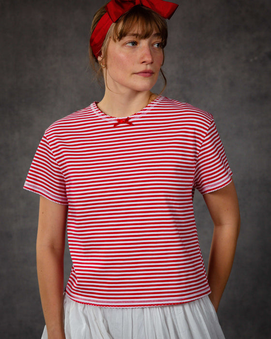 Tamika Top in Red Stripe Organic Cotton