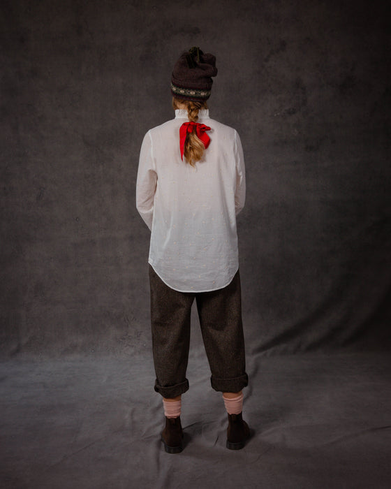 Victoria Shirt in Cream Dot Cambric Cotton