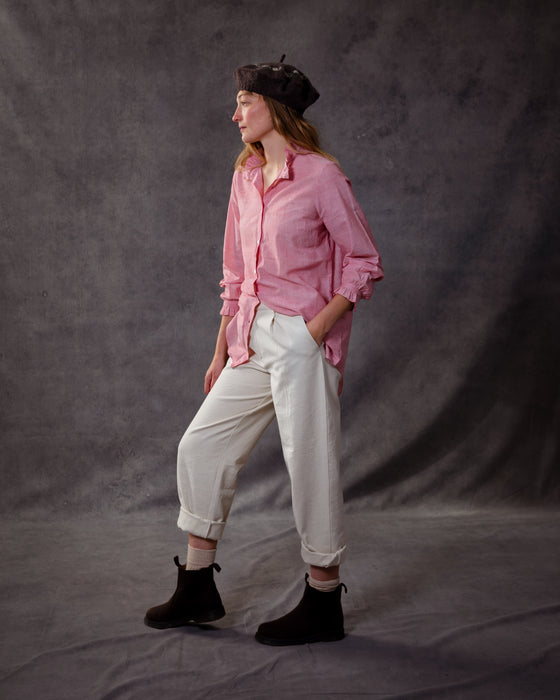 Victoria Shirt in Hand Woven Red Stripe