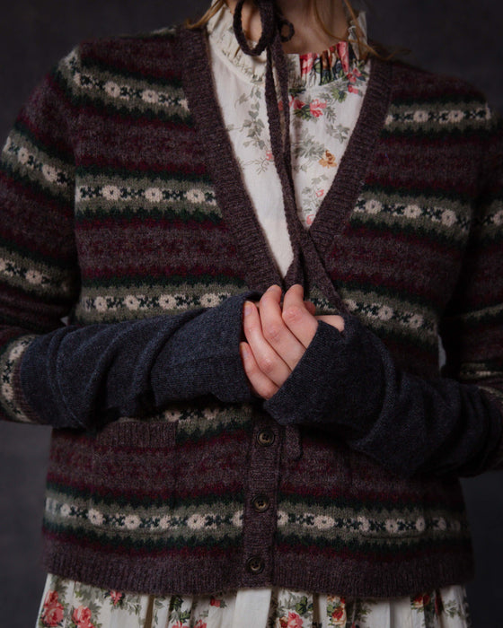 V-Neck Cardigan in Fair Isle Wool