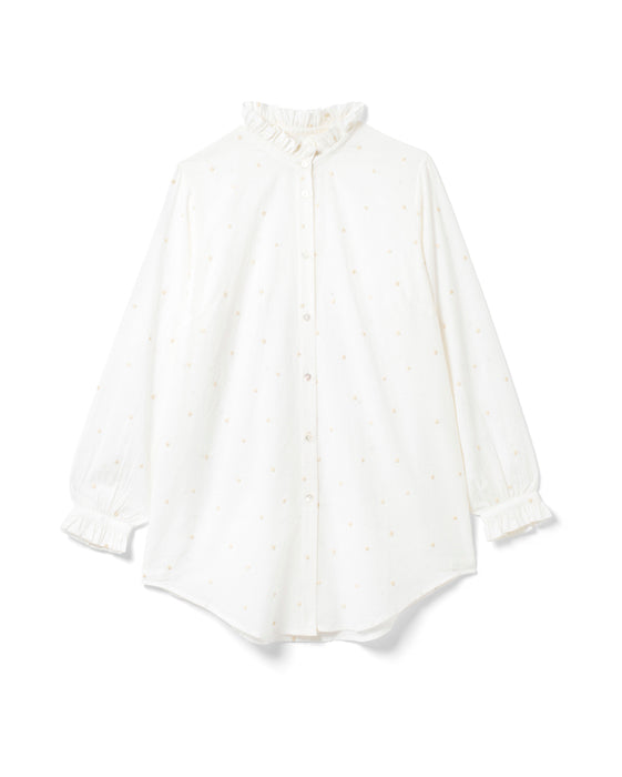 Victoria Shirt in Cream Dot Cambric Cotton