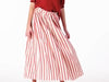 Perry Skirt in Thick Red Stripe Linen Bally Sweater in Raspberry Cashmere