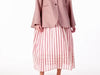 Frances Jacket in Pale Pink Wool Herbert Dress in Thick Red Stripe Cotton Voile