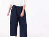 Evie Trousers in Navy Cotton Rose Bud Top in White Organic Cotton Pointelle