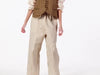 Jessica Trousers in Brown Stripe Drill New Sophia Shirt in C&R Greta Cotton Voile Waist Coat in Brown Herringbone Wool
